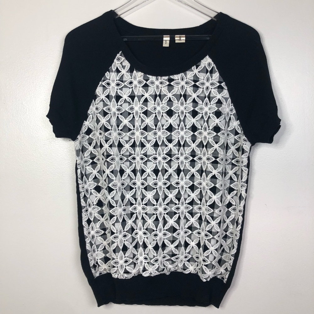 Anthropologie Moth Lace Facade Knit Sweater Top